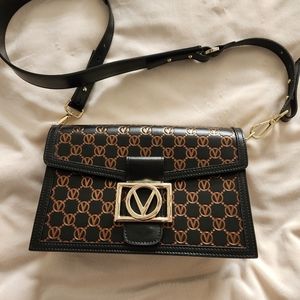 Valentino Black & Gold Crossbody Handbag